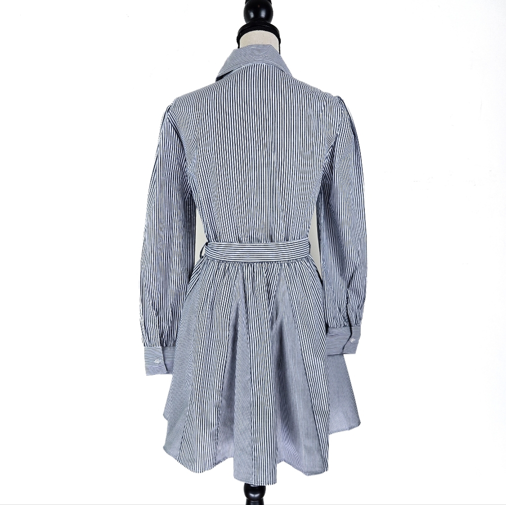 🦋LAST🦋 NWT Steve Madden Godet Striped Shirtdress, Marine - Picture 5 of 8